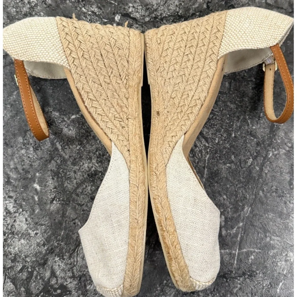 Croft And Barrow Womens Jute Wrapped Wedge Espadrille Sandal Linen Size 9M